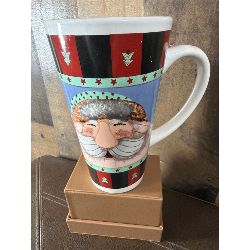 Vintage Christmas Santa Claus Tall 6" Ceramic Heavy Mug Holiday Coffee Tea Mug